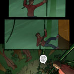 Jimmy escapes from the raptor by climbing up into the treehouse he discovered.